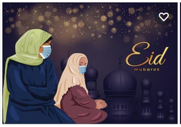 دو باحجاب مسلم خواتین، عیدمبارک، نماز