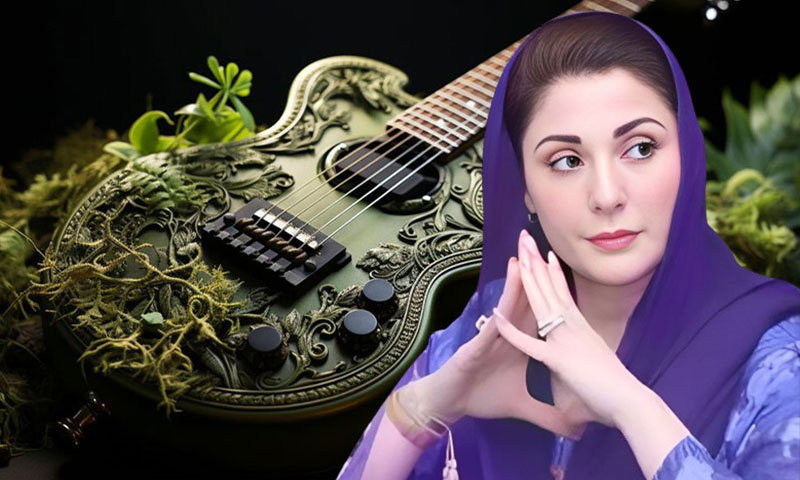 مریم-نواز-،-پس-منظر-میں-گٹار